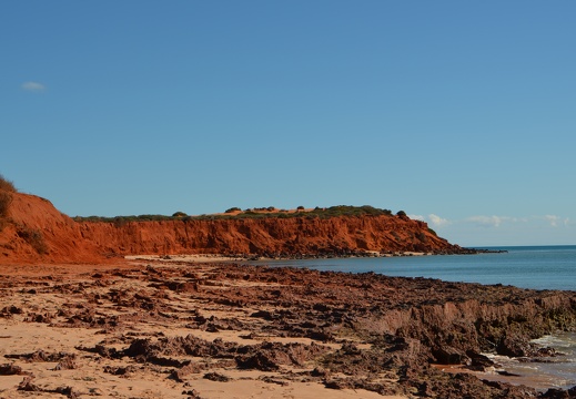Prachtige kleuren van de kliffen op de punt van het nationaal park, aan Shark Bay.