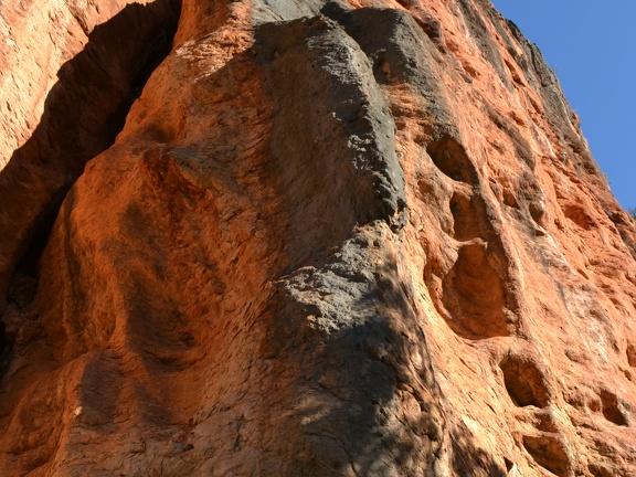 De rotswand bevat sporen van het zeeleven van lang vervlogen tijden op deze plaats.
