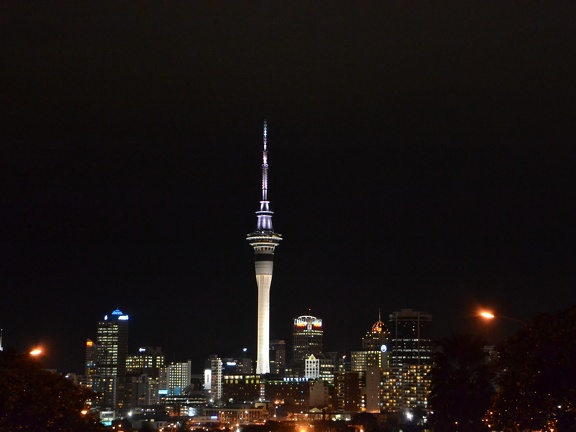 De skyline van Auckland.