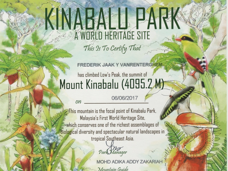 Mount Kinabalu Certificate