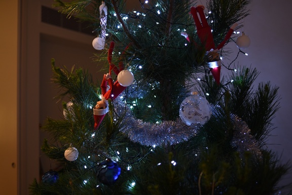 Acrobatisch in de kerstboom.