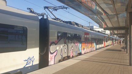 Grafitti op de Belgische treinen lijkt veel voorkomend.