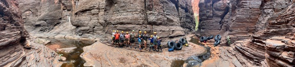 Panorama foto genomen door onze gids Sven aan the Centre of the Earth, diep in Weano Gorge.
